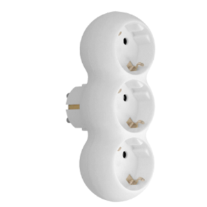 Adaptador 3 tomas 16A 250V en espina